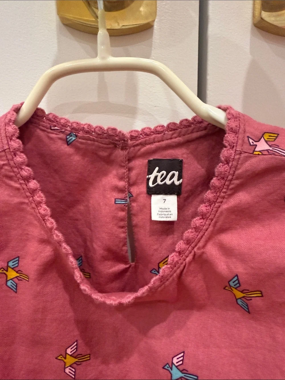 Tea Collection Rose Pink Embroidered Flutter Sleeve Dress
